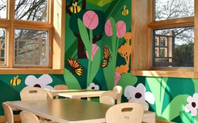 Rachel Feirman’s Pollination Education Mural Brings Nature to Sciencenter’s Family Learning Area
